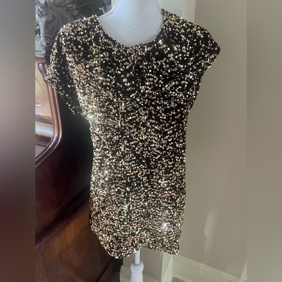 Cable and Gauge sequin ladies short sleeve top crewneck Velveteen back Medium - Picture 11 of 12